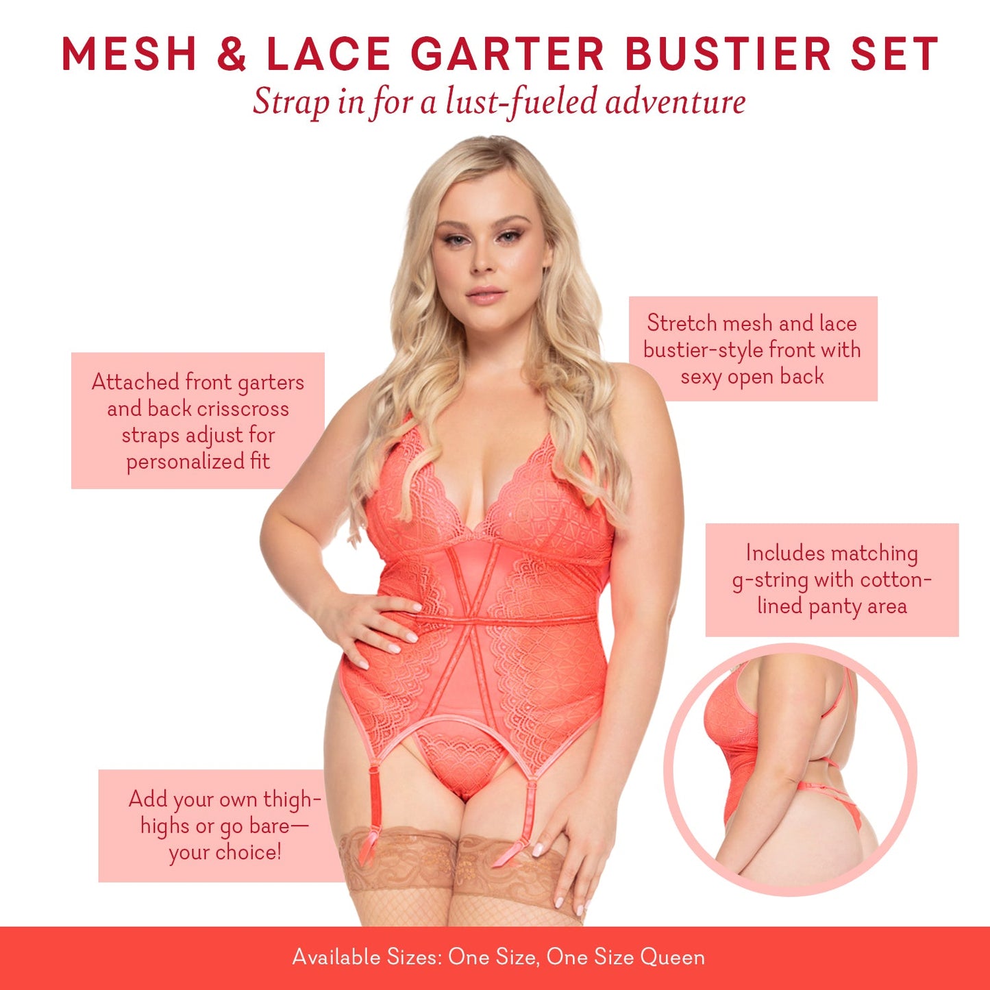 Mesh & Lace Garter Bustier Set