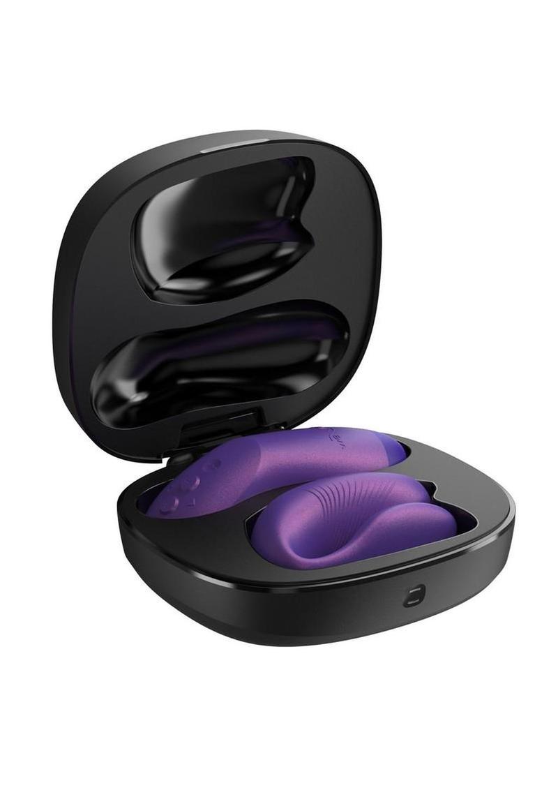 The We-Vibe Chorus Pro in its packaging, showcasing the complete kit including the remote and charging case.