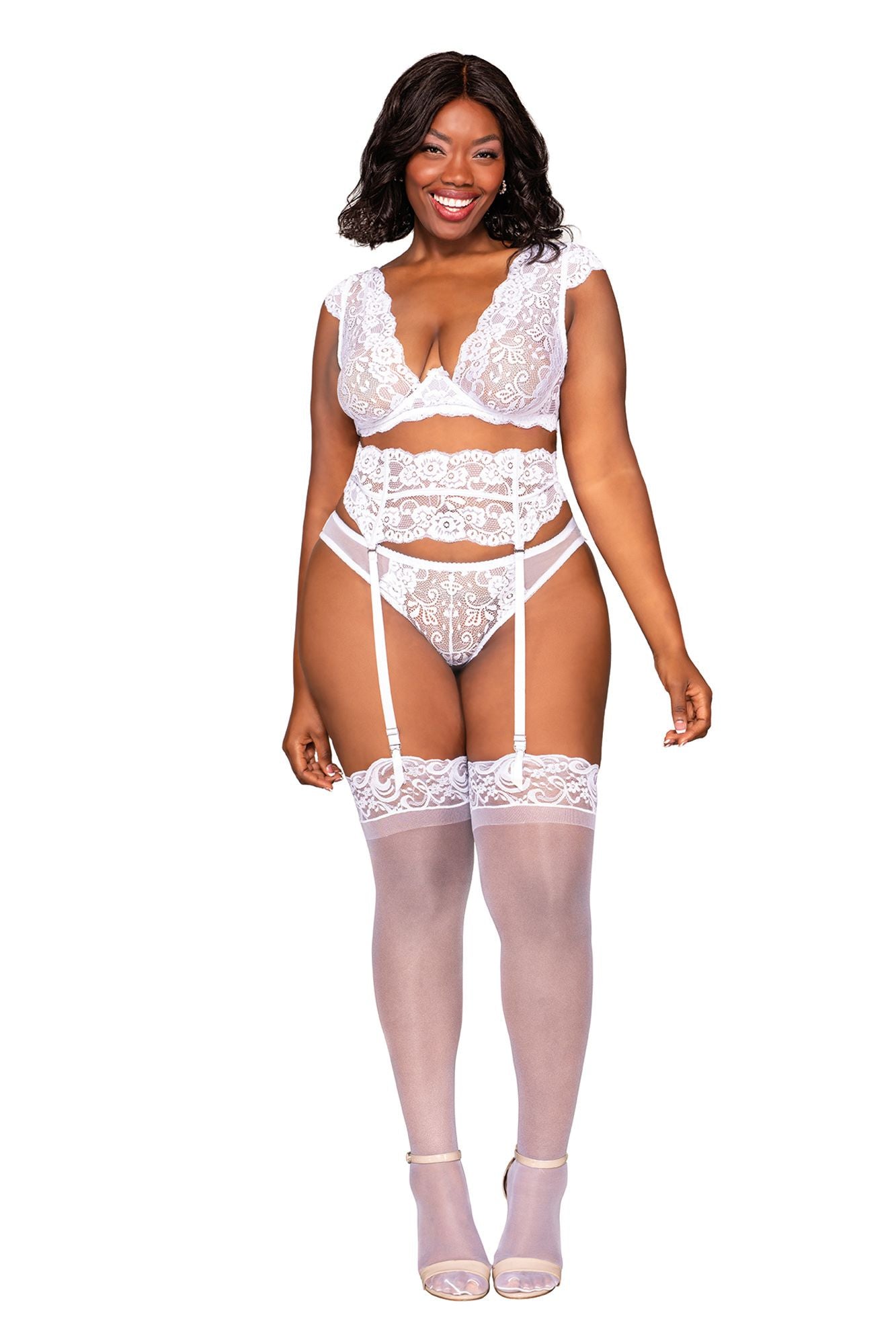 Innocent Seduction Bra, Garter & Panty Set