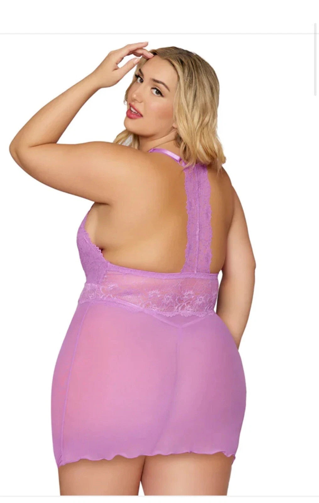 Lace & Mesh Chemise w/ G-String